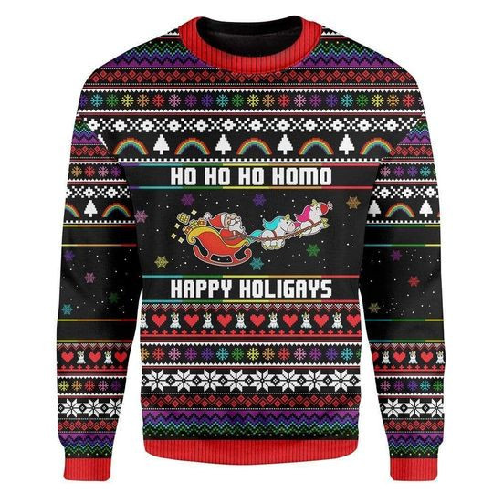 Happy Holigays Ugly Christmas Sweater Adult 3D Funny Matching for family