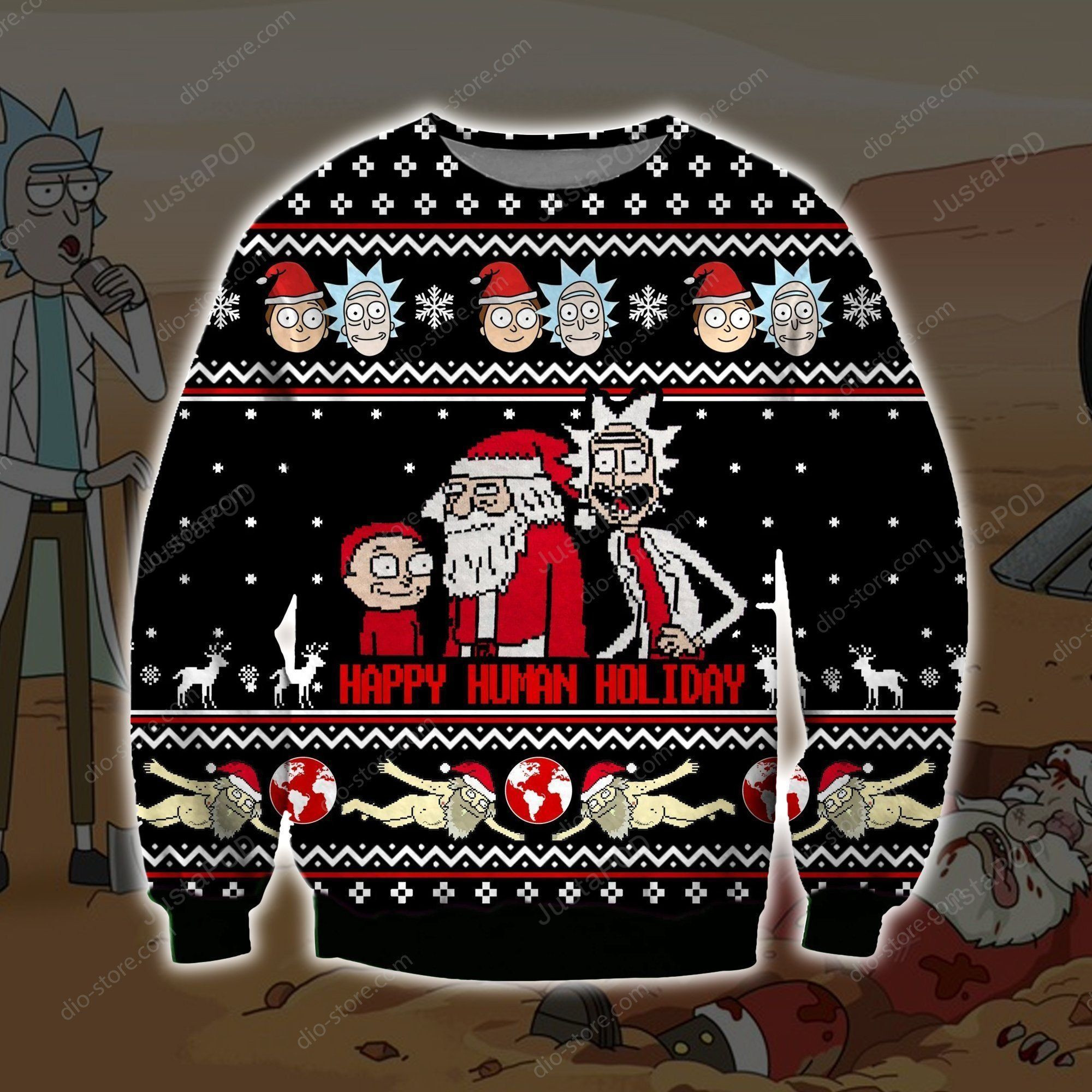 Happy Human Holiday 3D Print Ugly Christmas Sweater Adult 3D Funny Matching for family