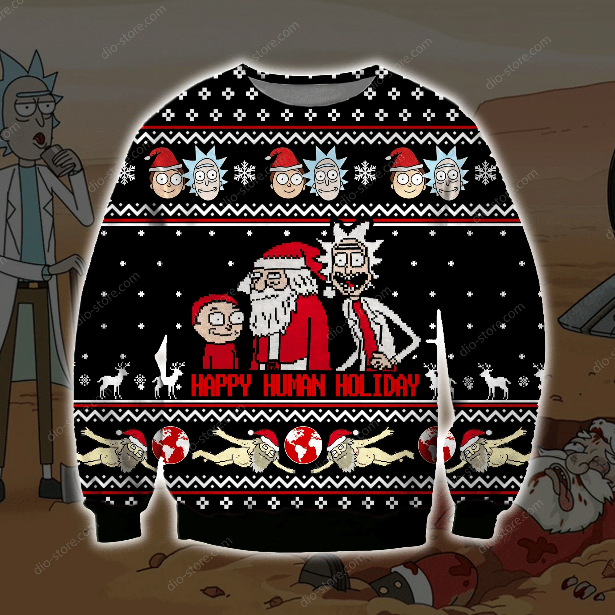 Happy Human Holiday Knitting Pattern 3D Print Ugly Christmas Sweater Adult 3D Funny Matching for family
