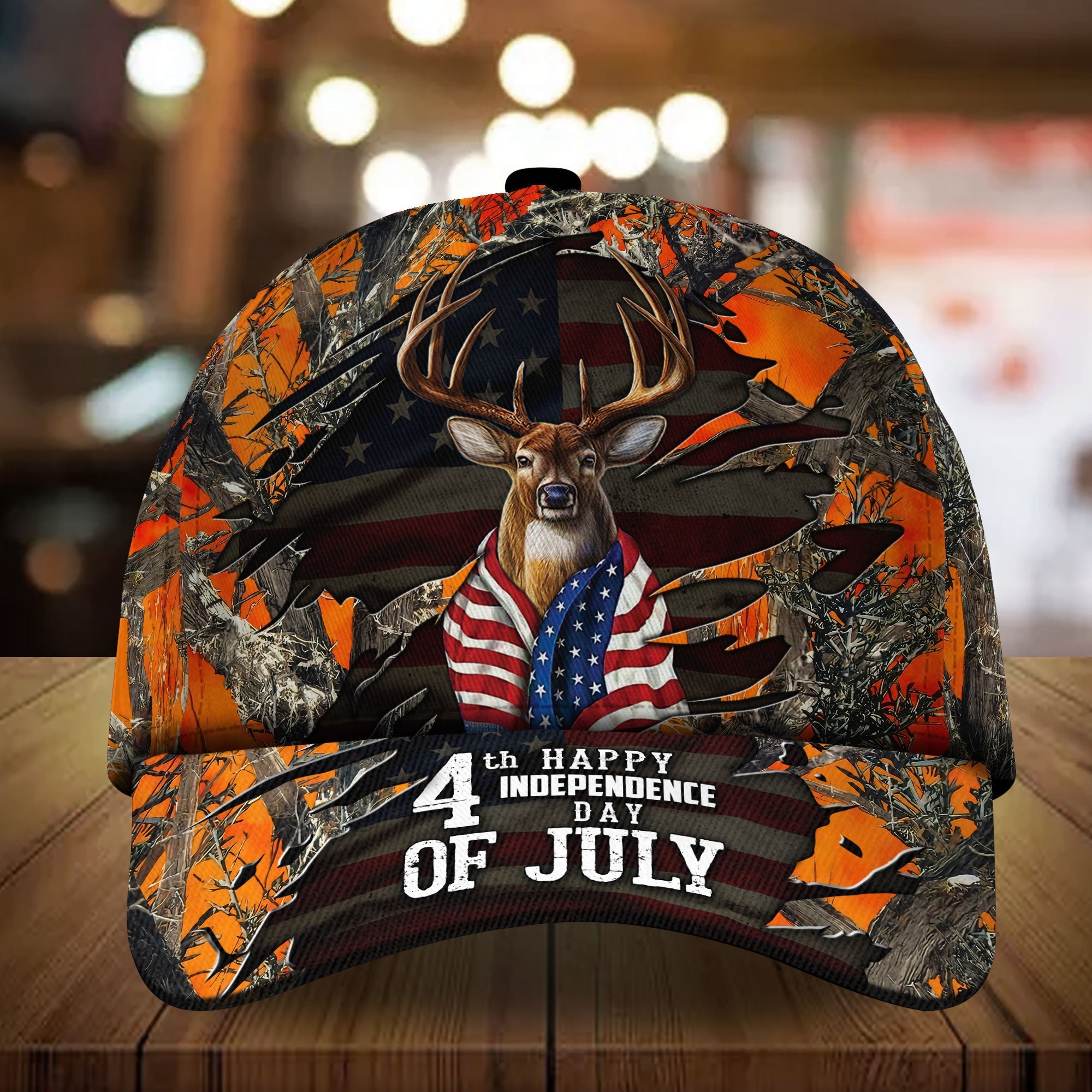 Happy Independence Day Cap, 4th Of July Deer Hunting Cap Multicolor Trucker Hats Custom Hats Gifts For Men & Women