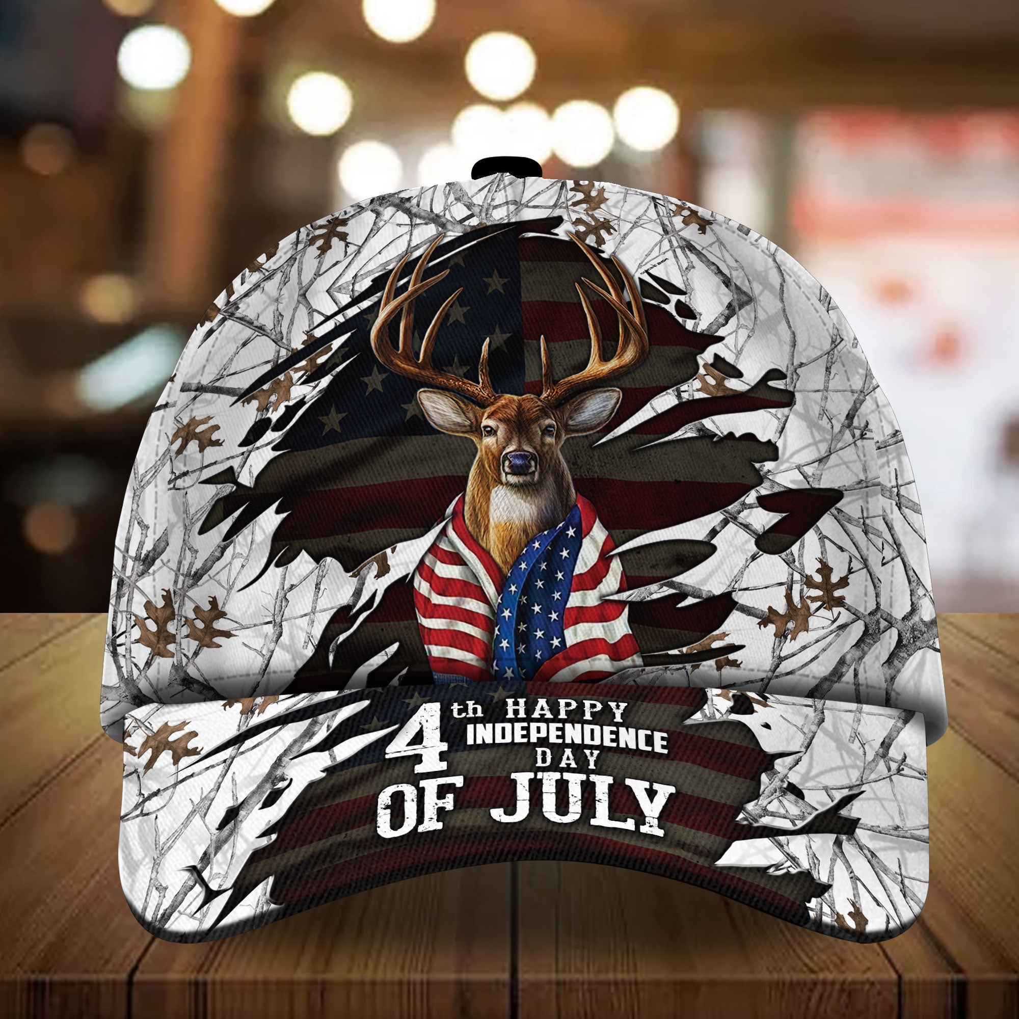 Happy Independence Day Cap, 4th Of July Deer Hunting Cap Multicolor Trucker Hats Custom Hats Gifts For Men & Women