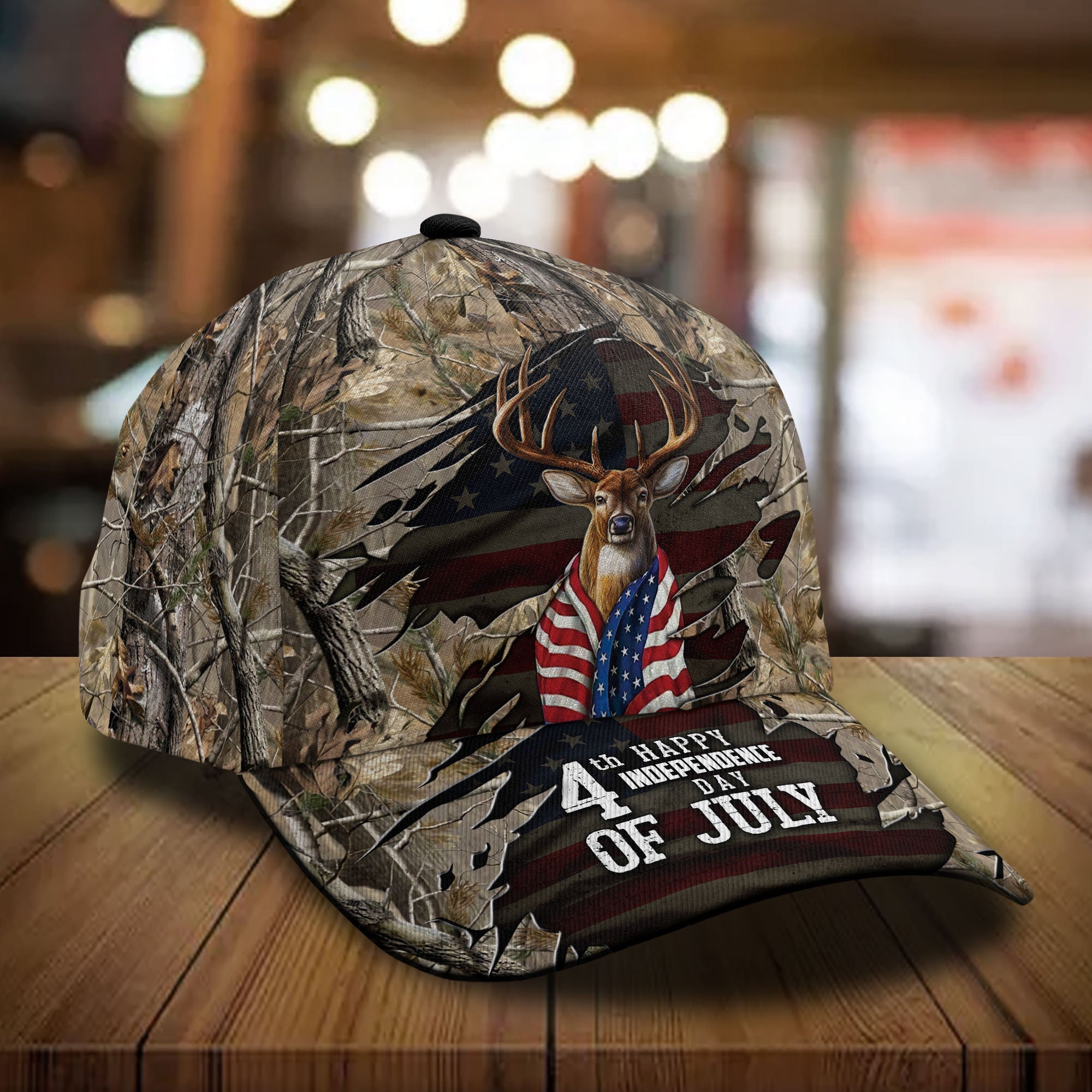Happy Independence Day Cap, 4th Of July Deer Hunting Cap Multicolor Trucker Hats Custom Hats Gifts For Men & Women