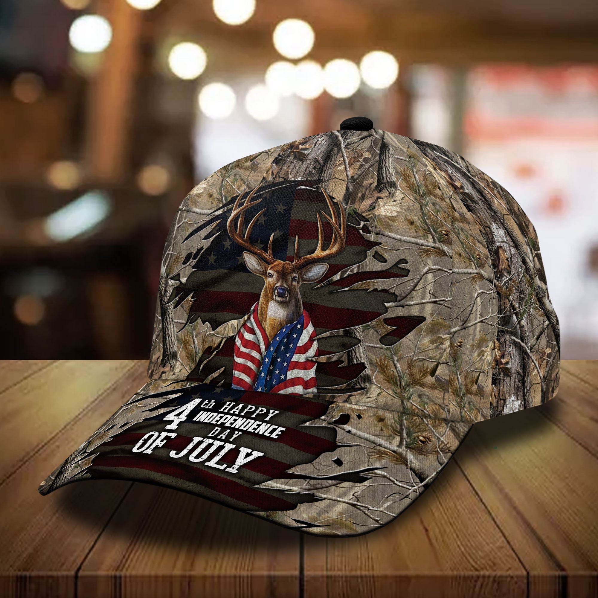 Happy Independence Day Cap, 4th Of July Deer Hunting Cap Multicolor Trucker Hats Custom Hats Gifts For Men & Women