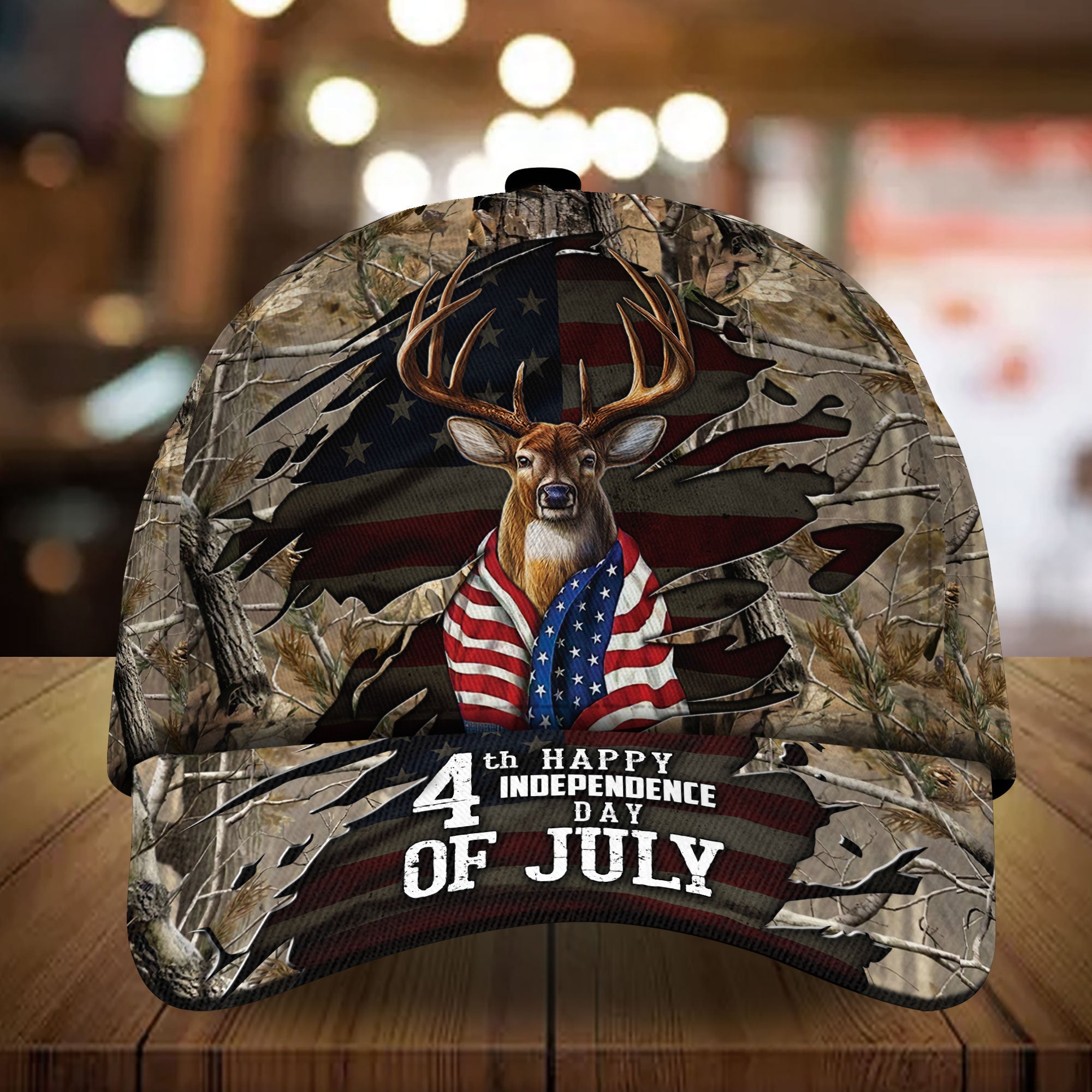 Happy Independence Day Cap, 4th Of July Deer Hunting Cap Multicolor Trucker Hats Custom Hats Gifts For Men & Women