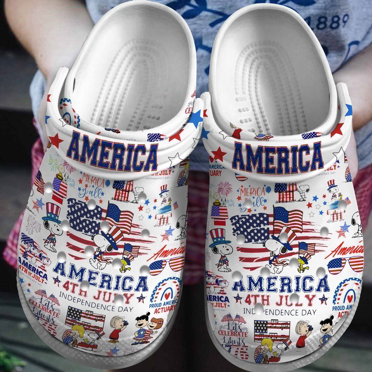 Happy Independence Day Crocs Crocband Clogs Shoes Comfortable For Men Women and Kids