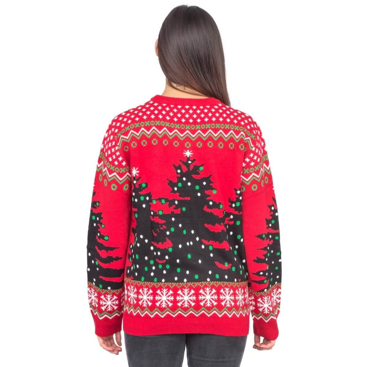 Happy Little Xmas Trees Ugly Christmas Sweater Adult 3D Funny Matching for family - Image 3