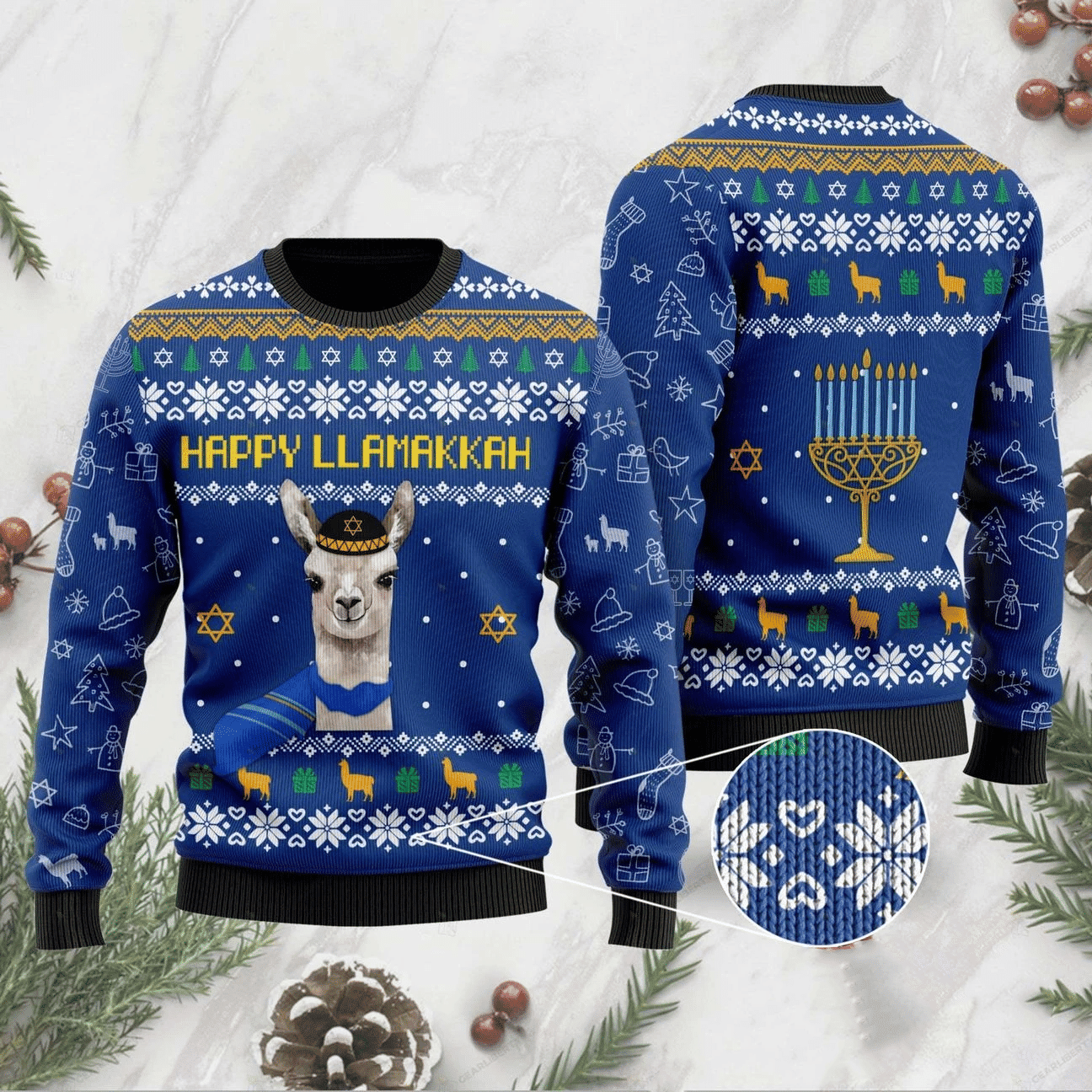 Happy Llamakkah Ugly Christmas Sweater Adult 3D Funny Matching for family