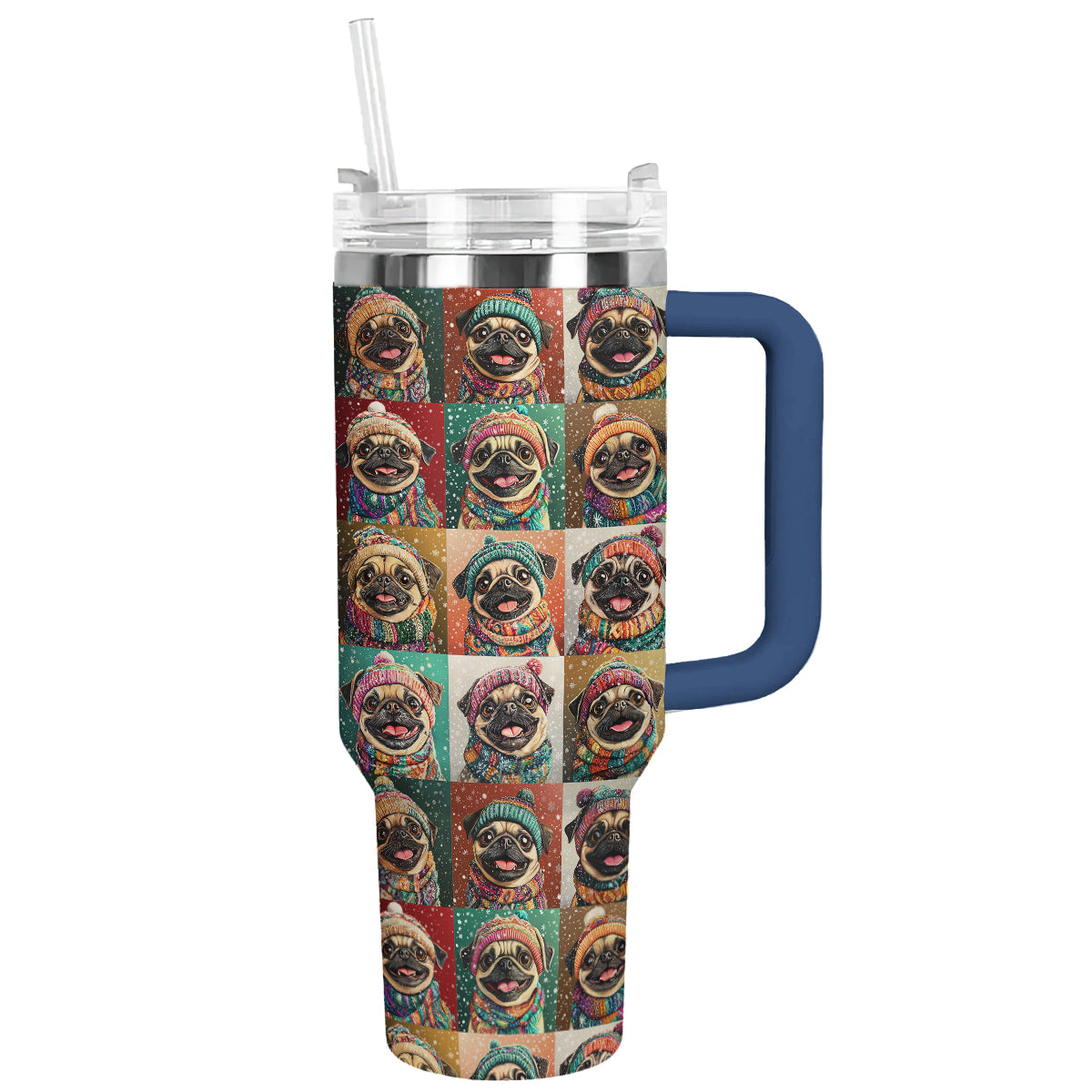 Happy Pug Christmas Custom Stanley Cup 40 oz 30 oz Tumbler With HandleTVC2301499