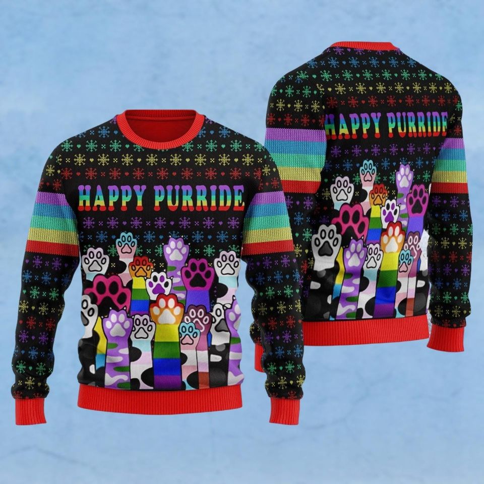 Happy Purride LGBT Ugly Christmas Sweater, Stormmerch Exclusive Sweater