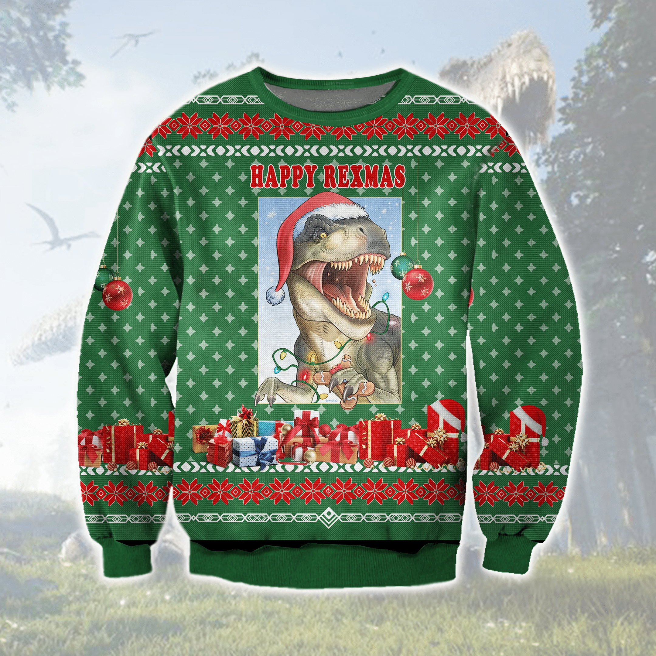 Happy Rexmas Ugly Christmas Sweater Adult 3D Funny Matching for family