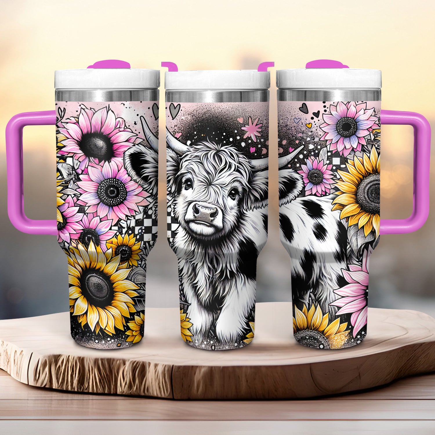 Happy Sunflower Highland Cow Custom Stanley Cup 40 oz 30 oz Tumbler With HandleTVC2301724