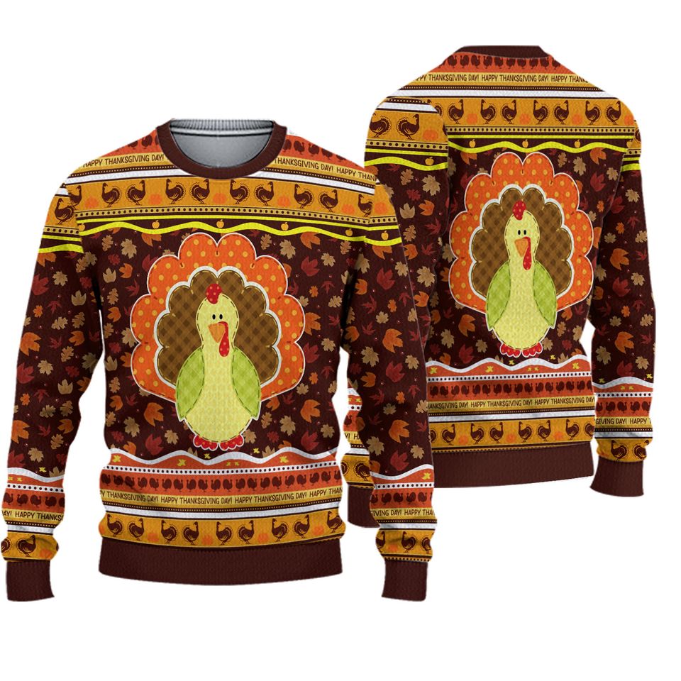 Happy Thanksgiving Turkey Christmas Gift Ugly Christmas Sweater