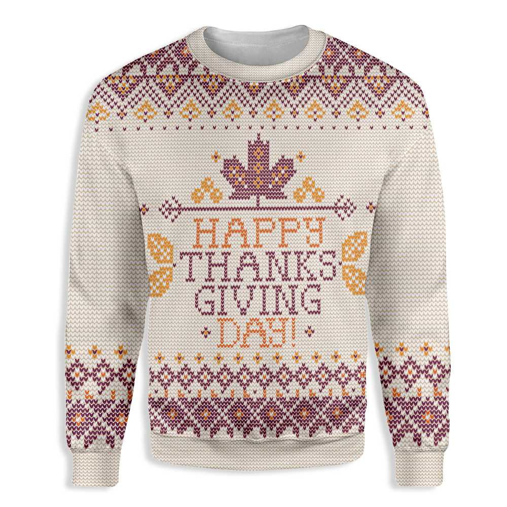 Happy Thanksgiving Ugly Christmas Sweater Adult 3D Funny Matching for family