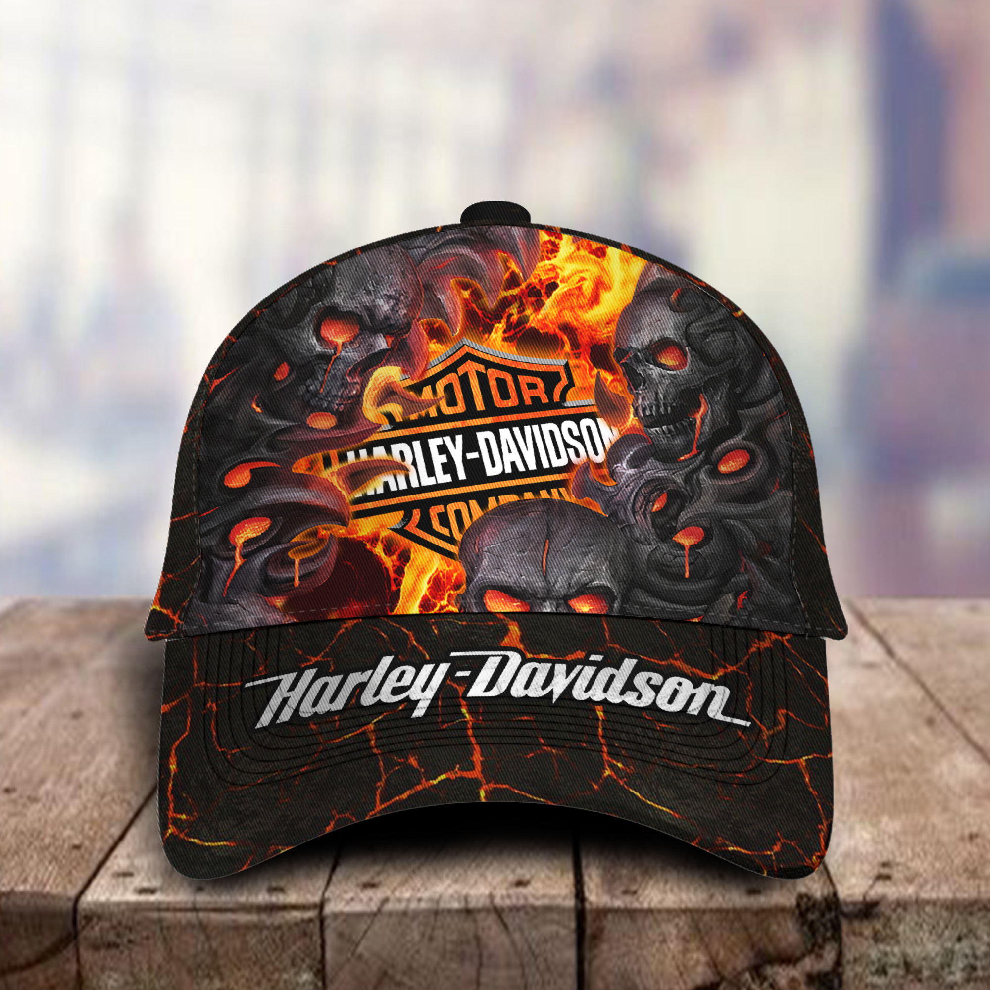 Harley Davidson 3D Classic Cap Skull Fire Car Motor Brand Hats Trucker Hats Custom Hats Gifts For Men & Women