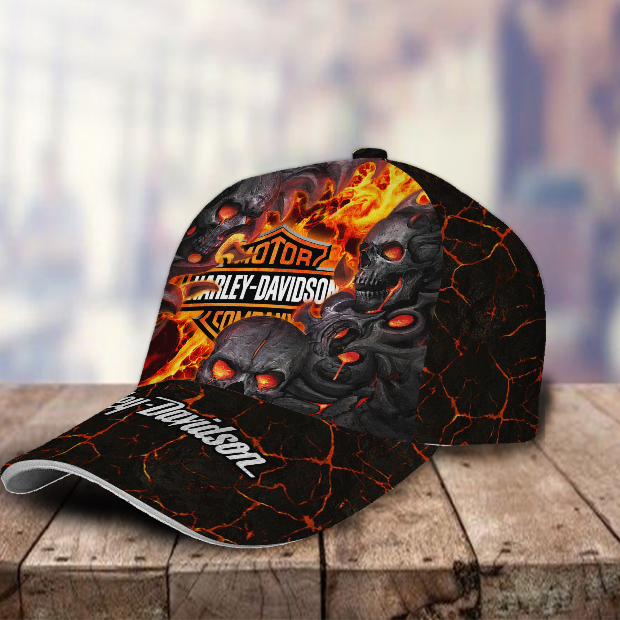 Harley Davidson 3D Classic Cap Skull Fire Car Motor Brand Hats Trucker Hats Custom Hats Gifts For Men & Women