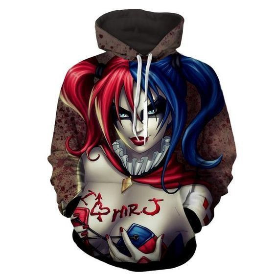 Harley Quinn I Love Mr Joker Red Tattoo 3D All Over Print Hoodie, Zip Hoodie