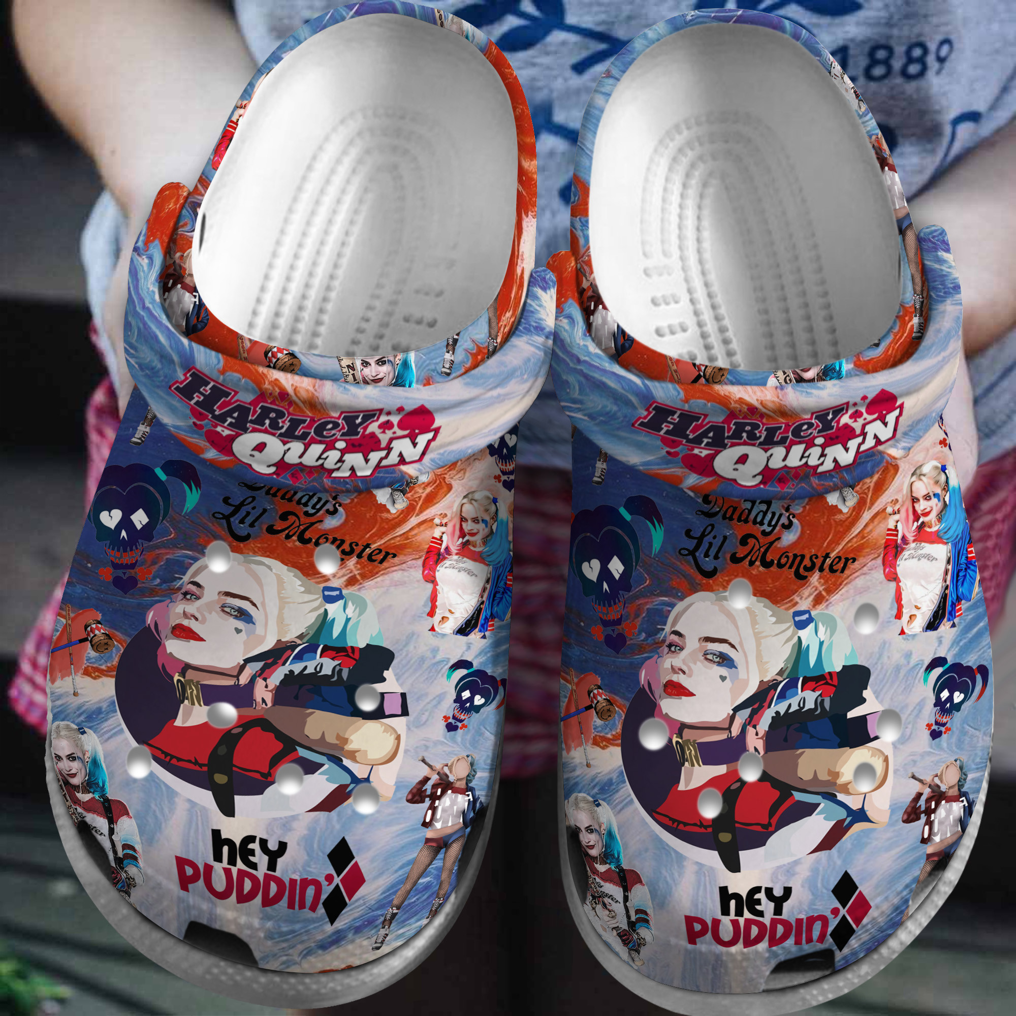 Harley Quinn Movie Crocs Crocband Clogs Shoes Comfortable For Men Women and Kids