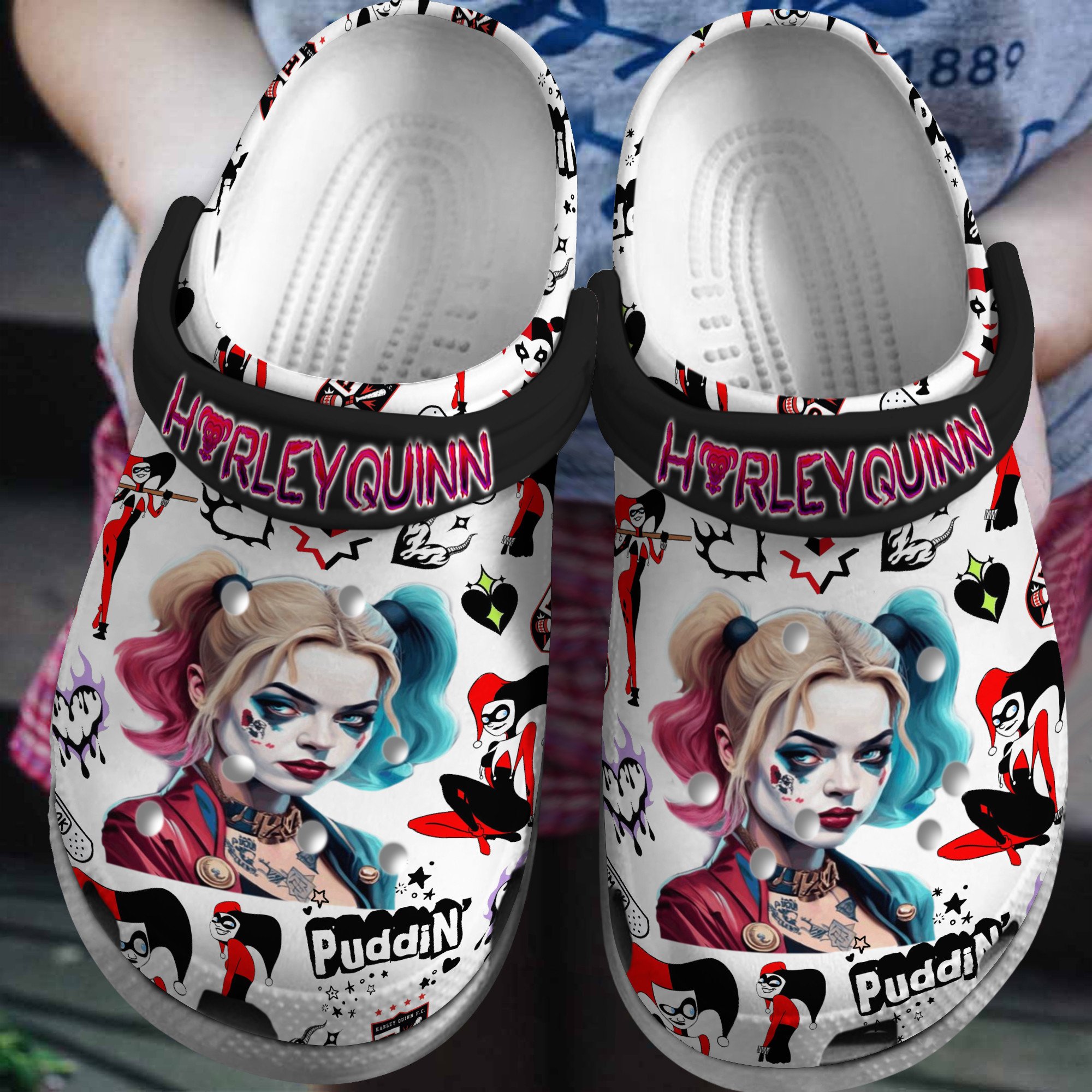 Harley Quinn Movie Crocs Crocband Clogs Shoes Comfortable For Men Women and Kids