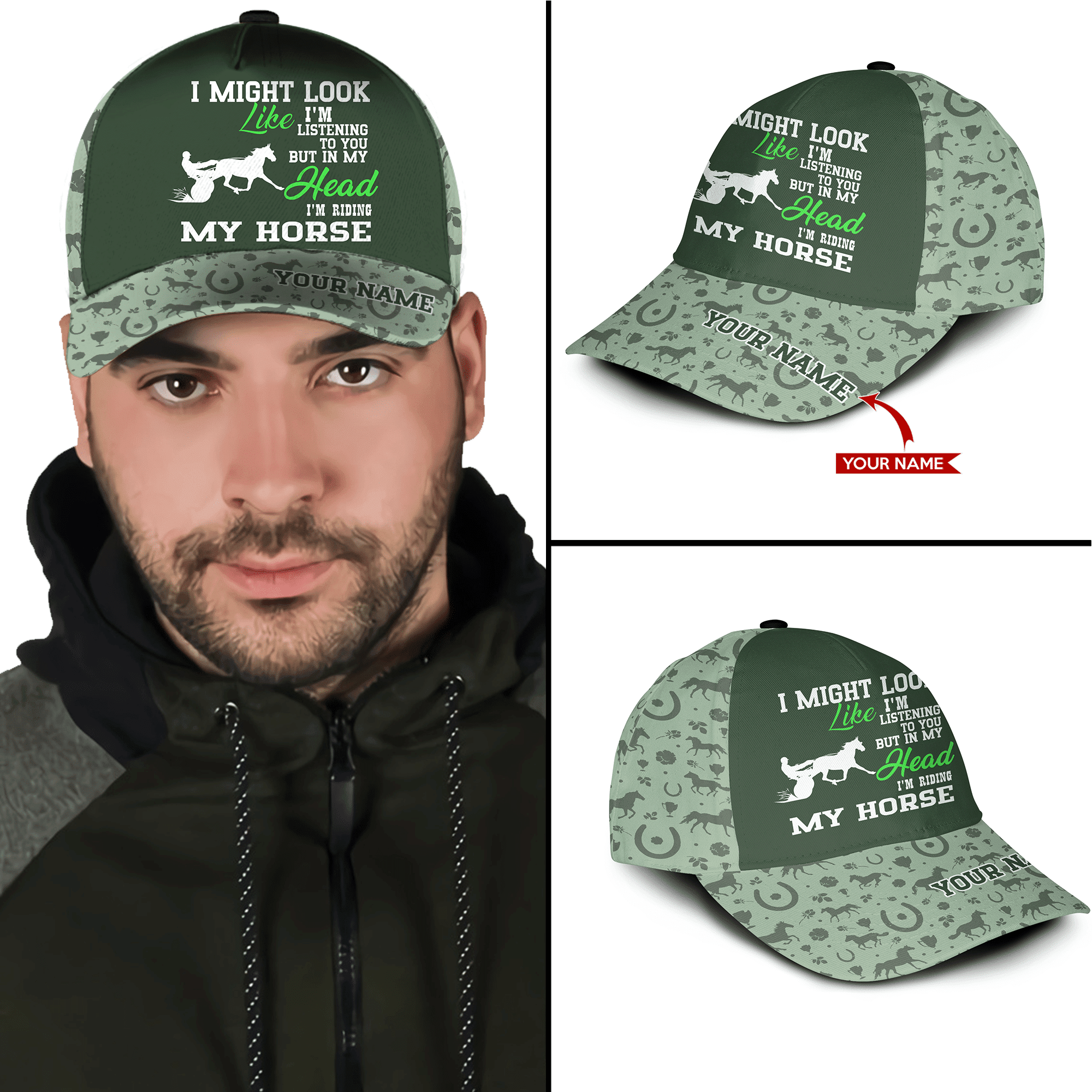 Harness Racing - I'm Riding My Horse PERSONALIZED Hat Classic Cap Trucker Hats Custom Hats Gifts For Men & Women