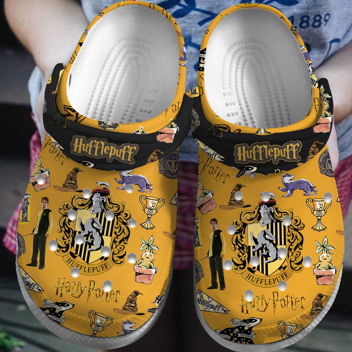 Harry Potter Hufflepuff Movie Crocs Crocband Clogs Shoes Comfortable For Men Women and Kids