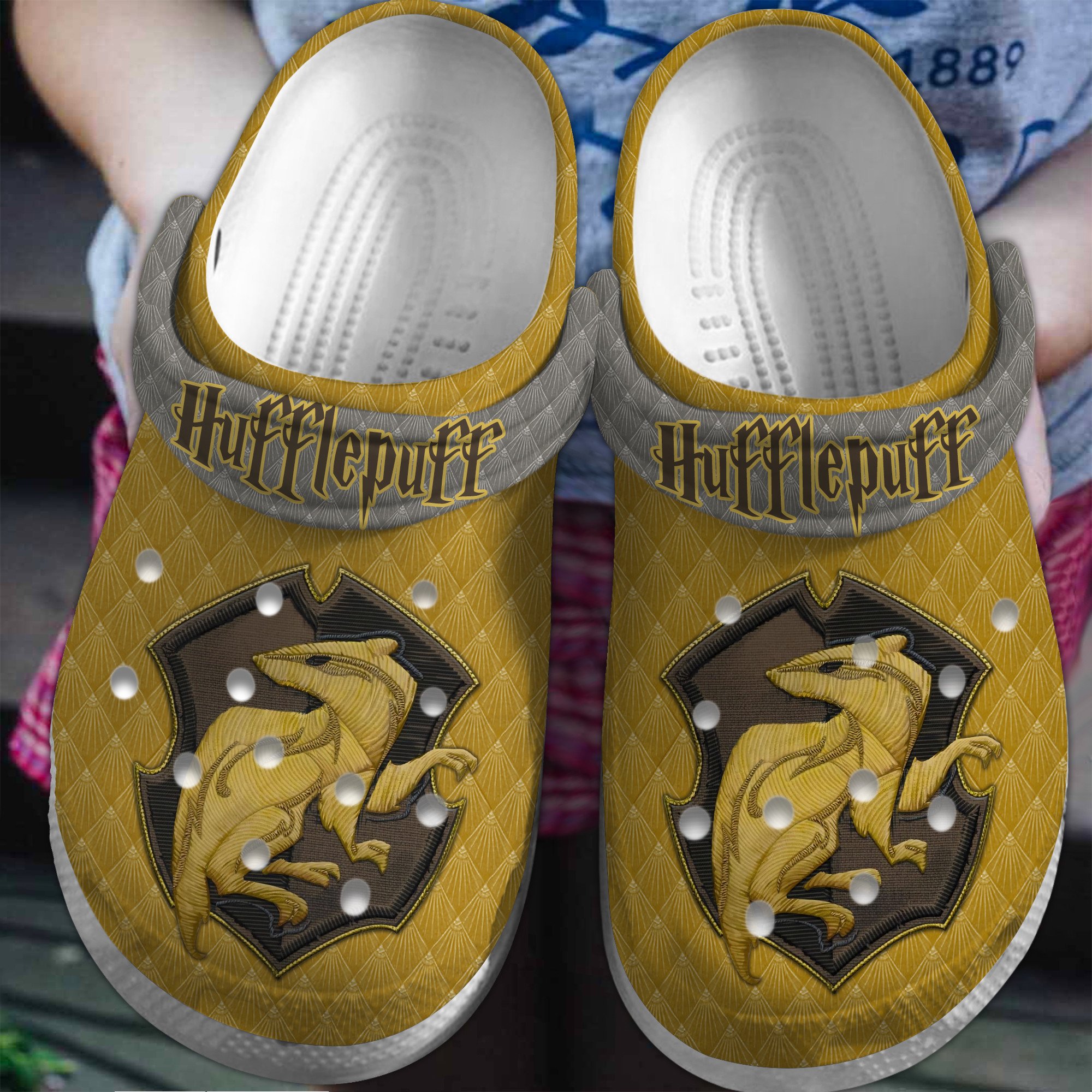 Harry Potter Hufflepuff MovieCrocs Crocband Clogs Shoes Comfortable For Men Women and Kids