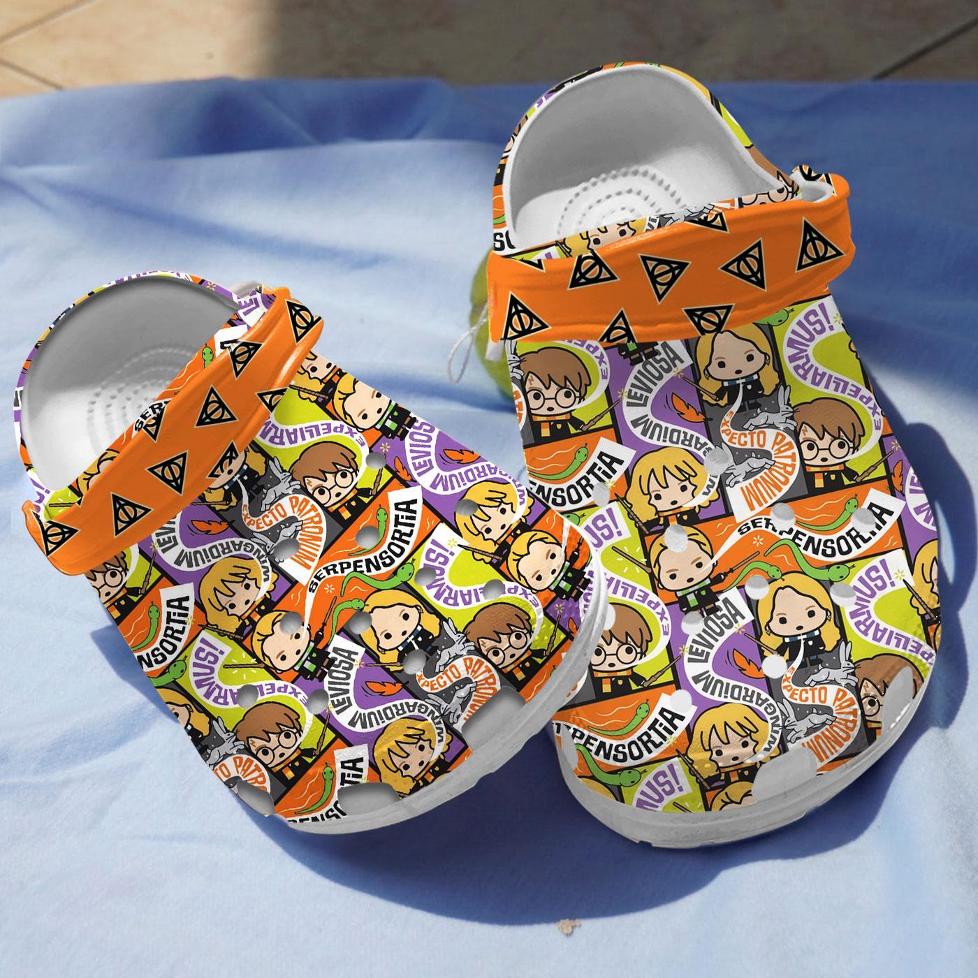 Harry Potter Spell Casts Movie Crocs Crocband Clogs Shoes Comfortable For Men Women and Kids