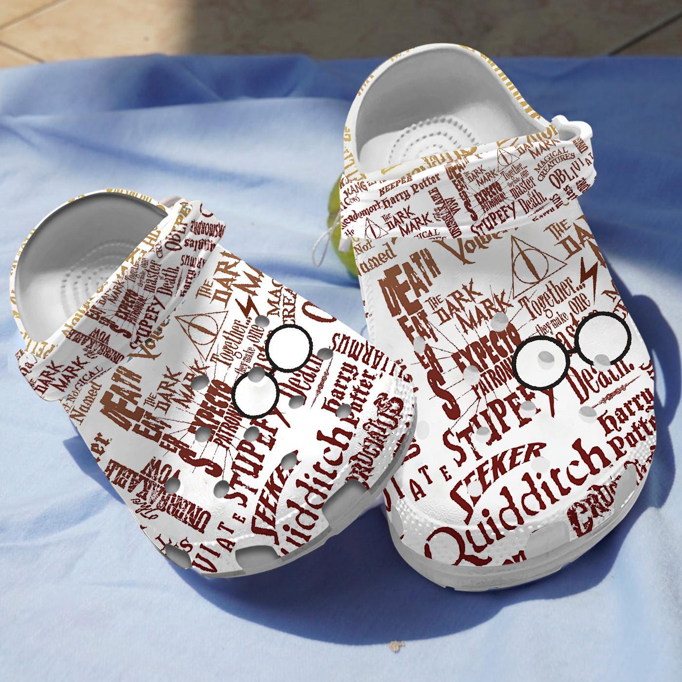 Harry Potter Text Pattern Movie Crocs Crocband Clogs Shoes Comfortable For Men Women and Kids