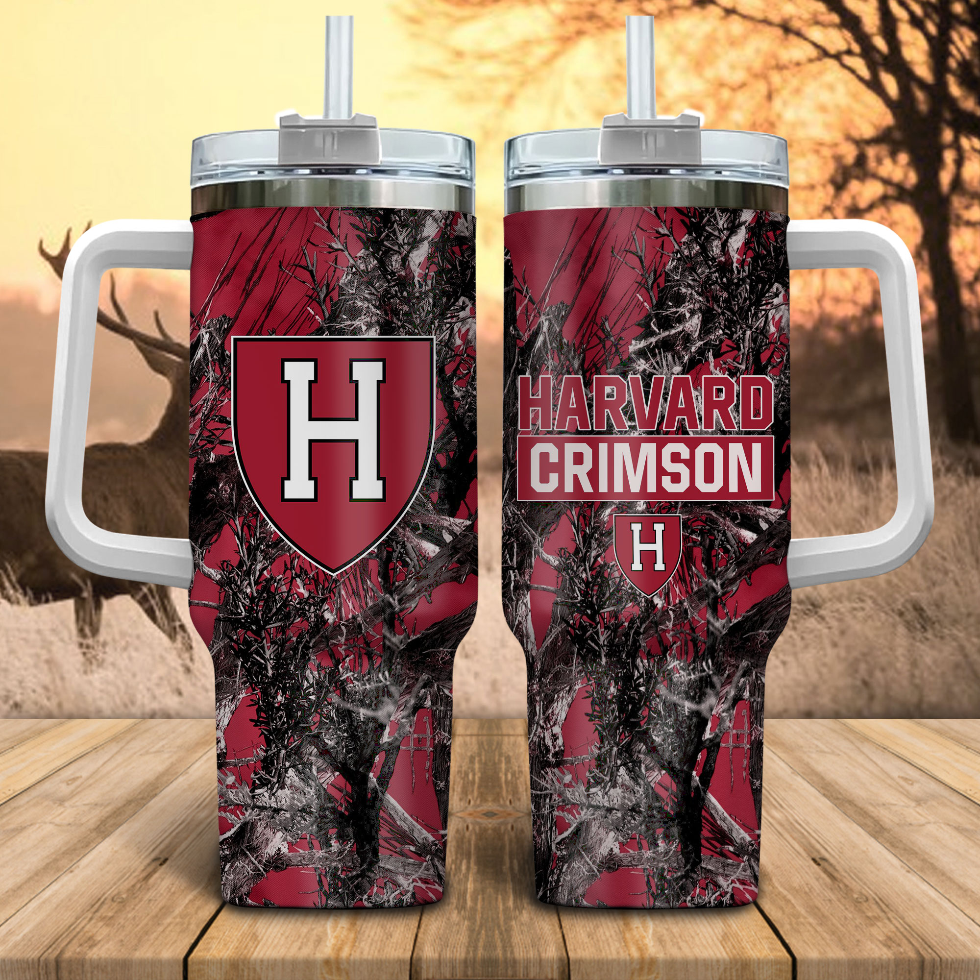 Harvard Crimson NCAA Hunting Custom Stanley Cup 40 oz 30 oz Tumbler With HandleTVC230115