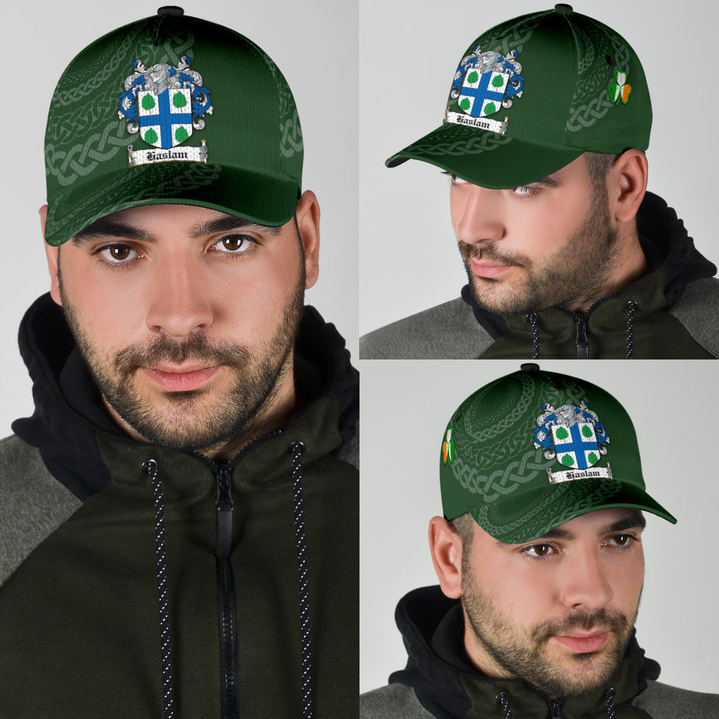 Haslam Coat Of Arms - Irish Family Crest St Patrick's Day Hat Classic Cap Trucker Hats Custom Hats Gifts For Men & Women