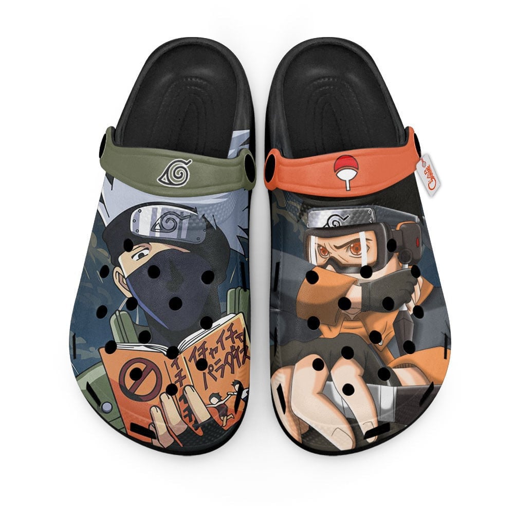 Hatake Kakashi and Obito Uchiha Naruto Shippuden Anime Crocs Crocband Clogs Shoes Comfortable For Men Women and Kids