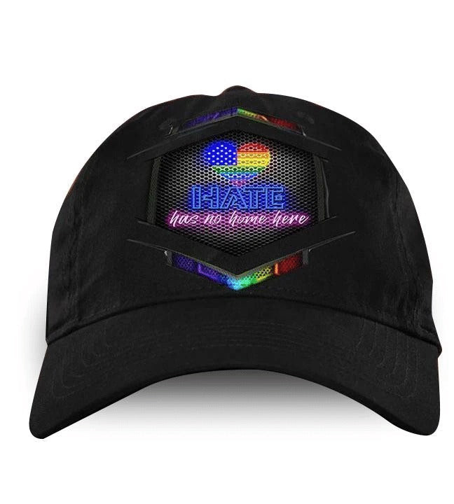 Hate Has No Home Here Lgbt All Overprinting Baseball Cap Hat, Gay Pride Baseball Cap Hat Trucker Hats Custom Hats Gifts For Men & Women