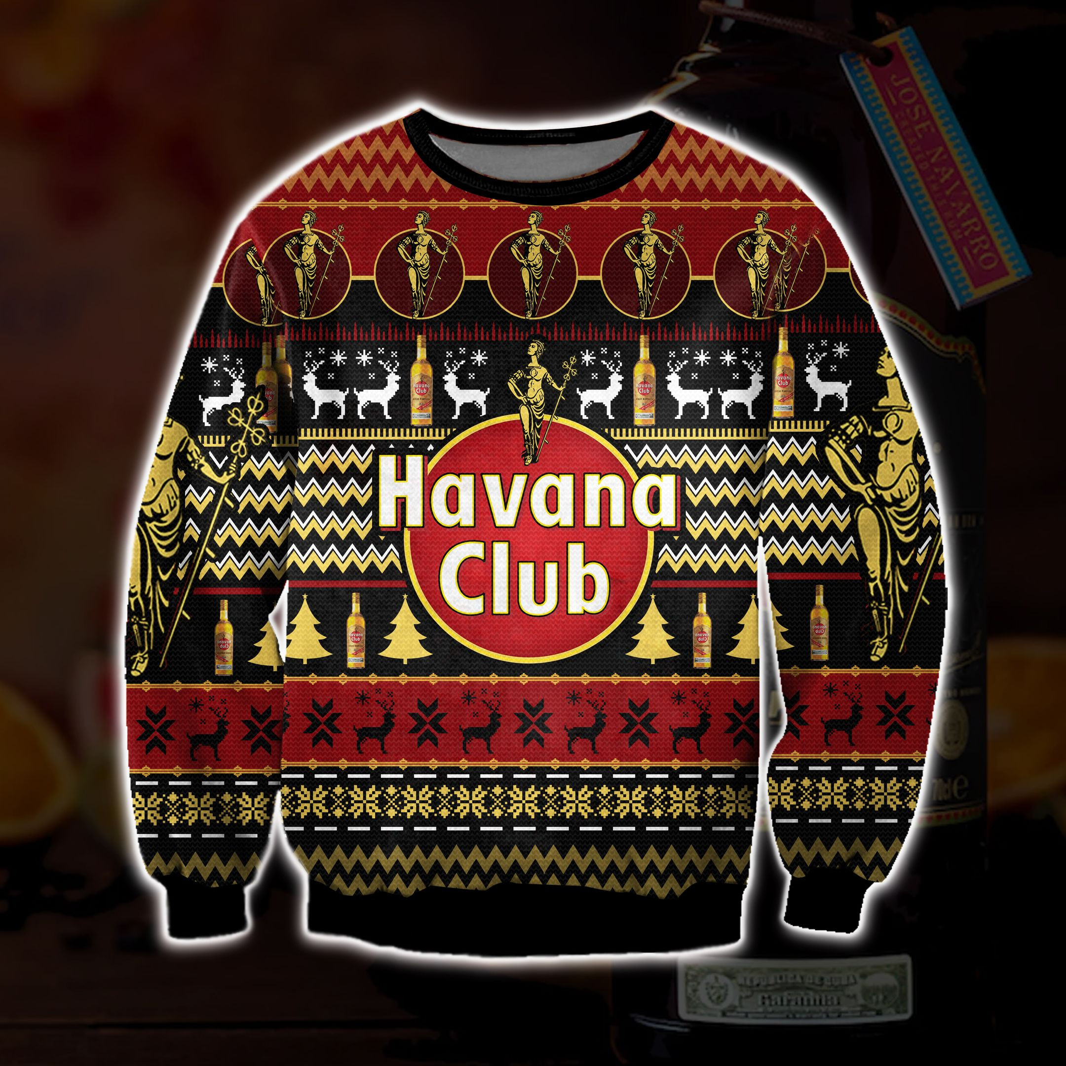 Havana Club Knitting Pattern 3D Print Ugly Christmas Sweater Adult 3D Funny Matching for family