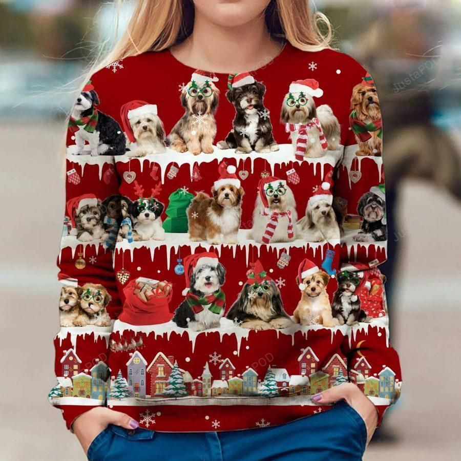 Havanese Dog Christmas Ugly Christmas Sweater Adult 3D Funny Matching for family