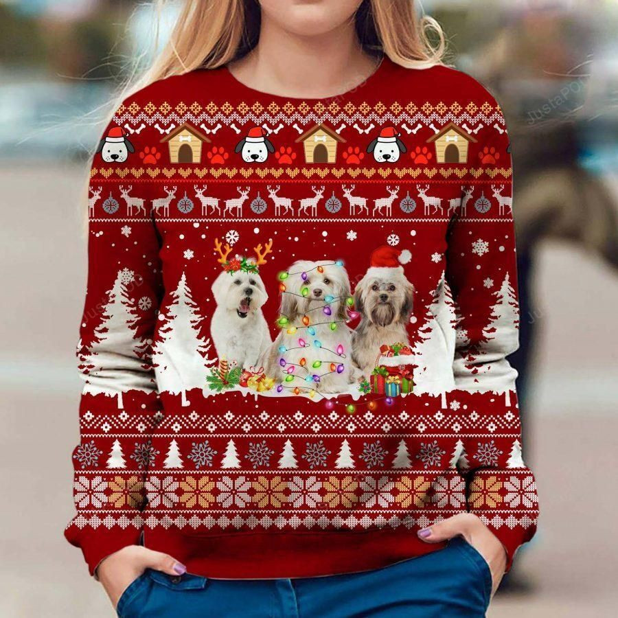 Havanese Dog Ugly Christmas Sweater Adult 3D Funny Matching for family