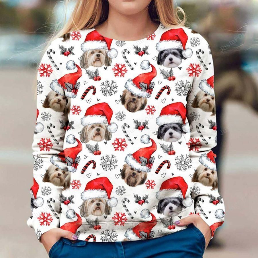 Havanese Ugly Christmas Sweater Adult 3D Funny Matching for family