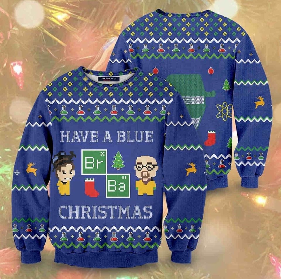 Have a Blue Christmas Breaking Bad Ugly Knitted Christmas Sweatshirt, Breaking Bad Xmas 3D Sweater