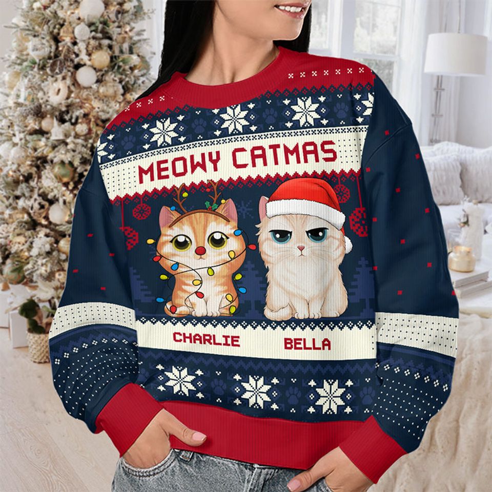 Have A Clawsome Catmas - Cat Personalized Ugly Sweatshirt - Christmas Gift For Pet Owners, Pet Lovers - Image 3