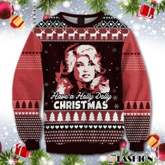 Have A Holly Dolly Christmas Sweater, Christmas Jumper Dolly Parton 3D Sweater - Image 3