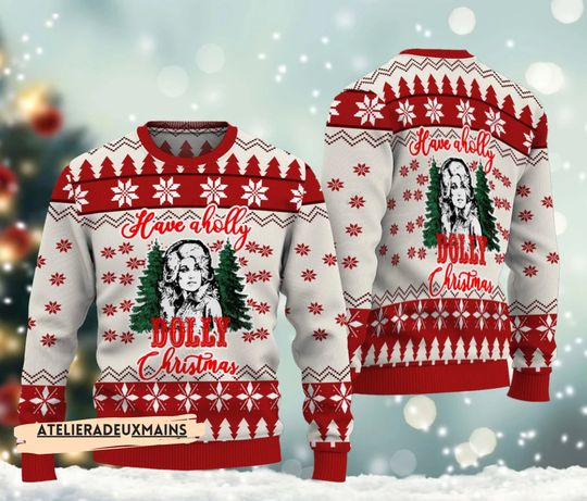 Have A Holly Dolly Christmas Sweatshirt, Christmas Sweater - Image 4