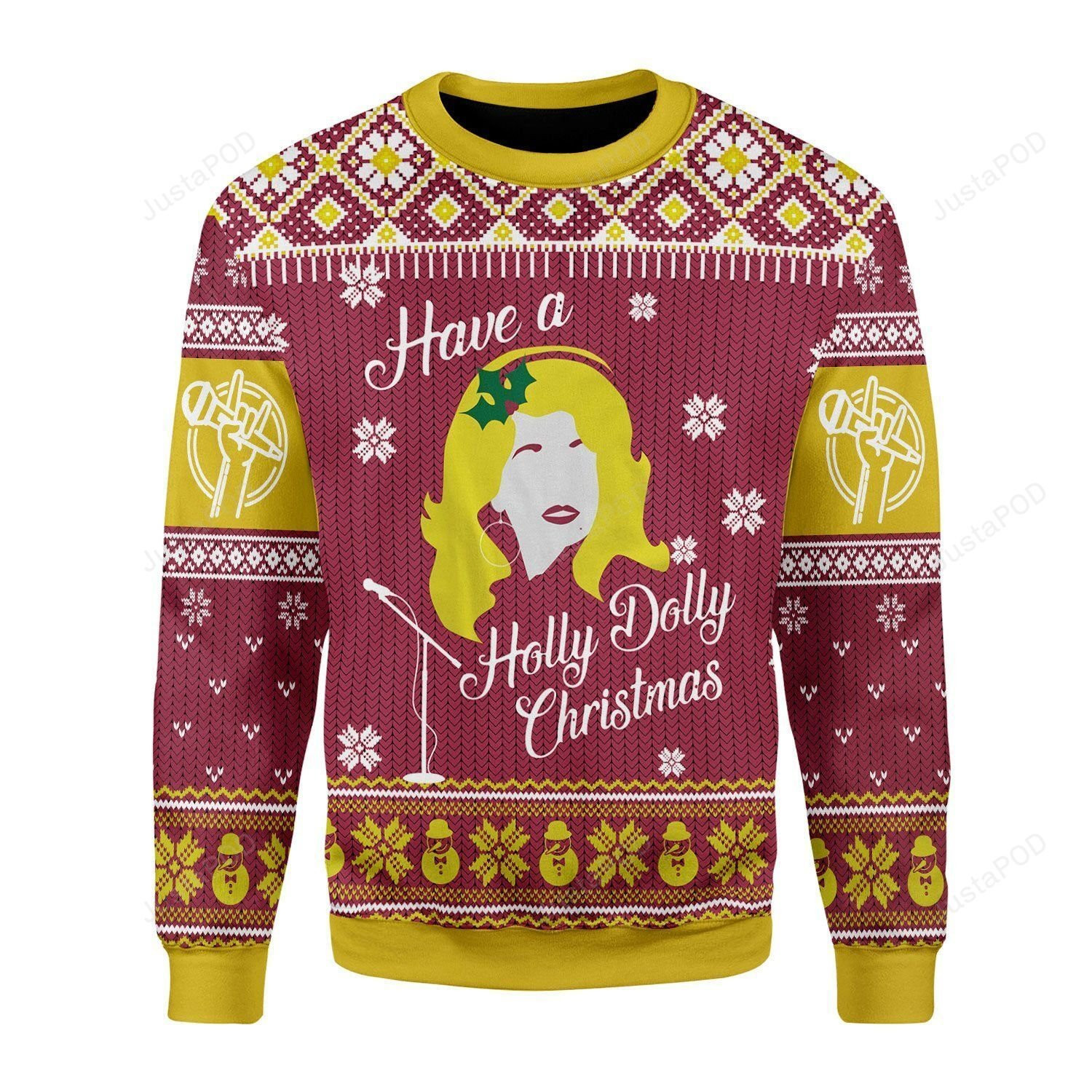 Have A Holly Dolly Christmas Ugly Christmas Sweater Adult 3D Funny Matching for family