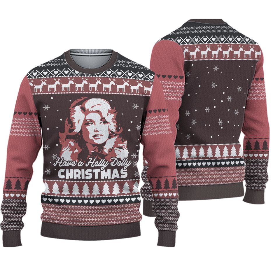 Have A Holly Dolly Christmas Ugly Sweater, Christmas Dolly Parton Ugly Sweater Knitted