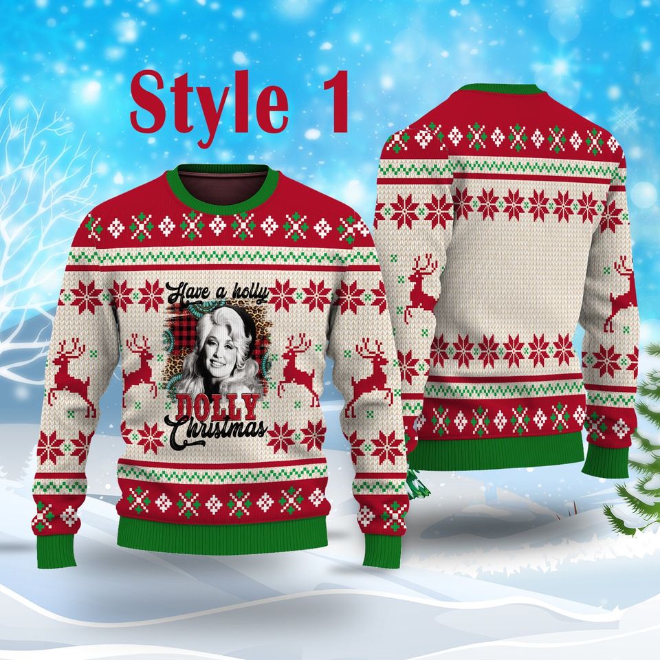 Have A Holly Dolly Christmas Ugly Sweater, Dolly Parton Ugly Sweater
