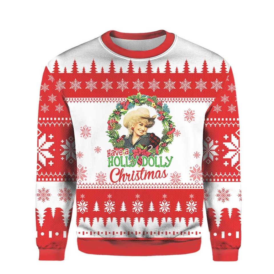Have A Holly Dolly Christmas Ugly Sweater, Dolly Parton Ugly Sweater Knitted