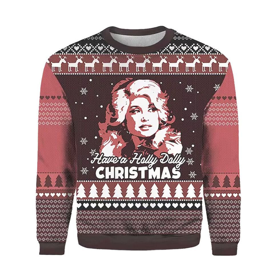 Have A Holly Dolly Parton Ugly Christmas Sweater