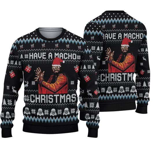 Have a Macho Christmas Ugly Sweater, Macho Man Randy Savage Sweater - Image 2
