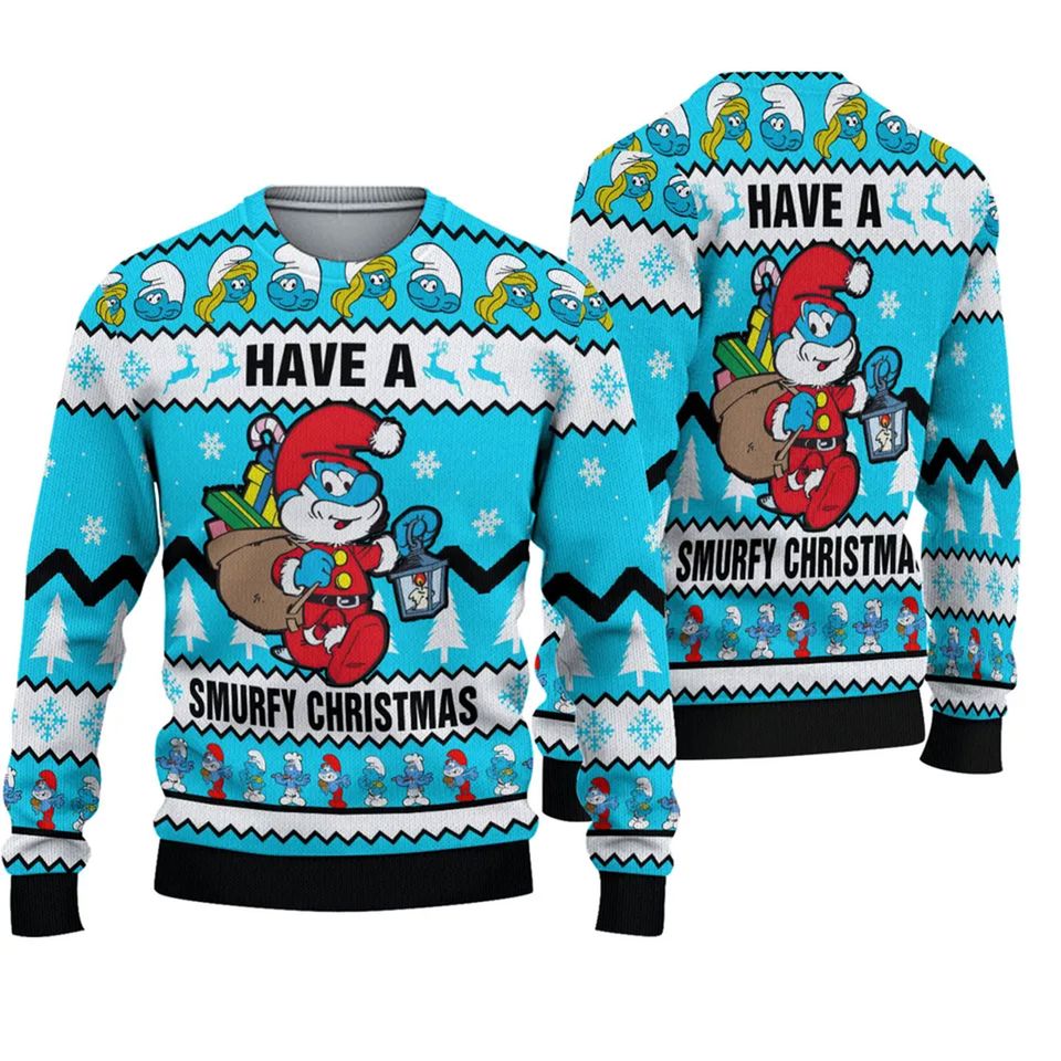Have A Smurfy Christmas Ugly Sweater Christmas