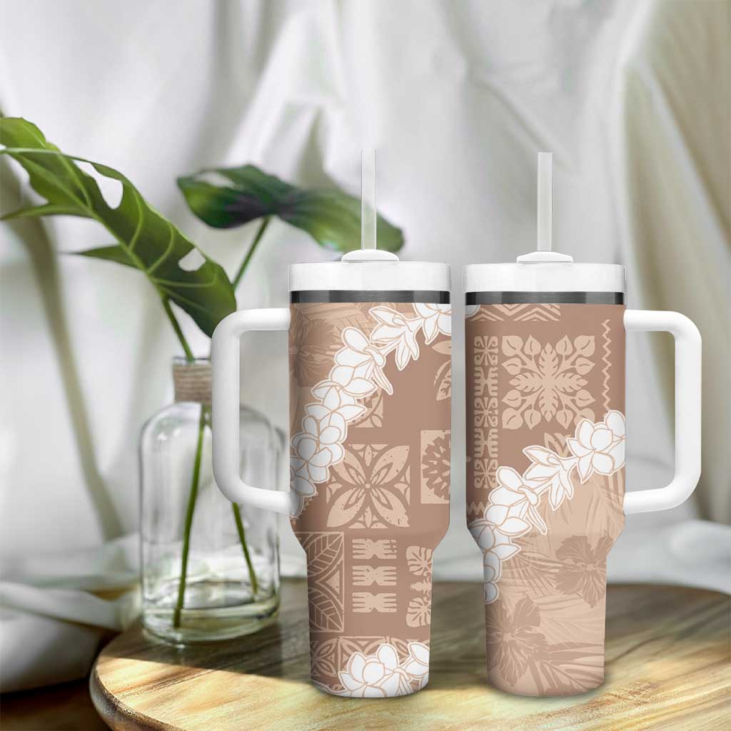 Hawaii Aloha Beige Quilt Patch Work Mix Plumeria Lei Custom Stanley Cup 40 oz 30 oz Tumbler With HandleTVC2301361 - Image 9