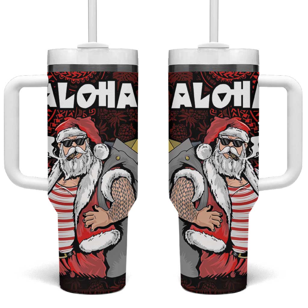 Hawaii Aloha Santa Claus Funny Polynesian Tattoo Red Color Custom Stanley Cup 40 oz 30 oz Tumbler With HandleTVC2301361