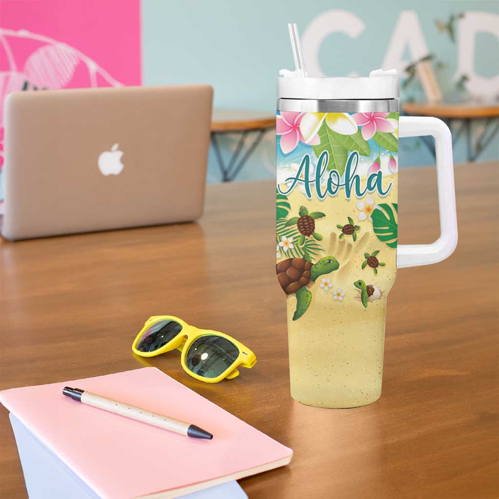 Hawaii Aloha Turtle Family on The Beach with Colorful Tropical Flowers Custom Stanley Cup 40 oz 30 oz Tumbler With HandleTVC2301367 - Image 5