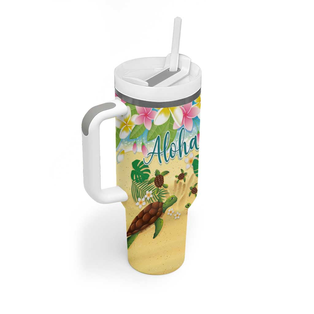 Hawaii Aloha Turtle Family on The Beach with Colorful Tropical Flowers Custom Stanley Cup 40 oz 30 oz Tumbler With HandleTVC2301367 - Image 2